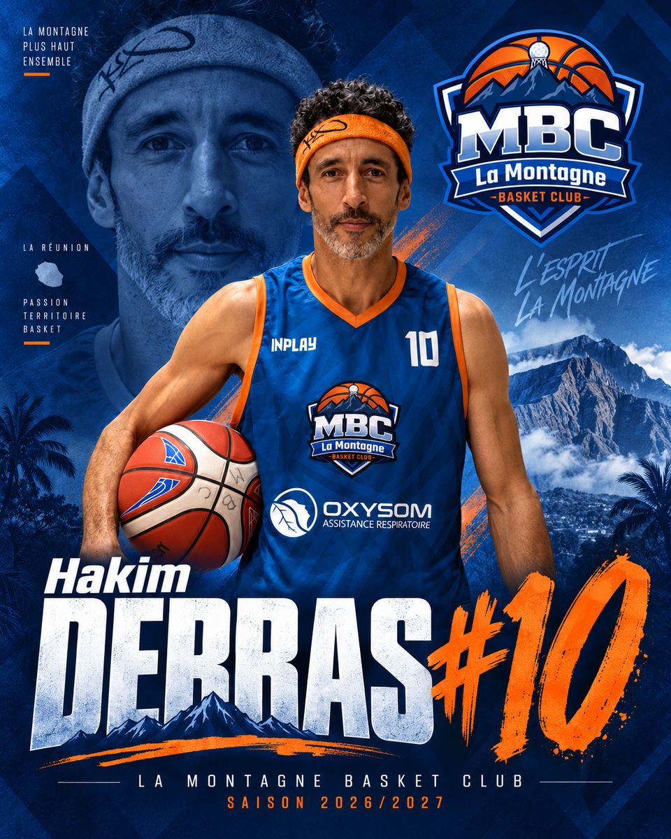 Affiche du joueur Hakim Derras, intérieur de l'équipe seniors du MBC La Montagne, saison 2026/2027.